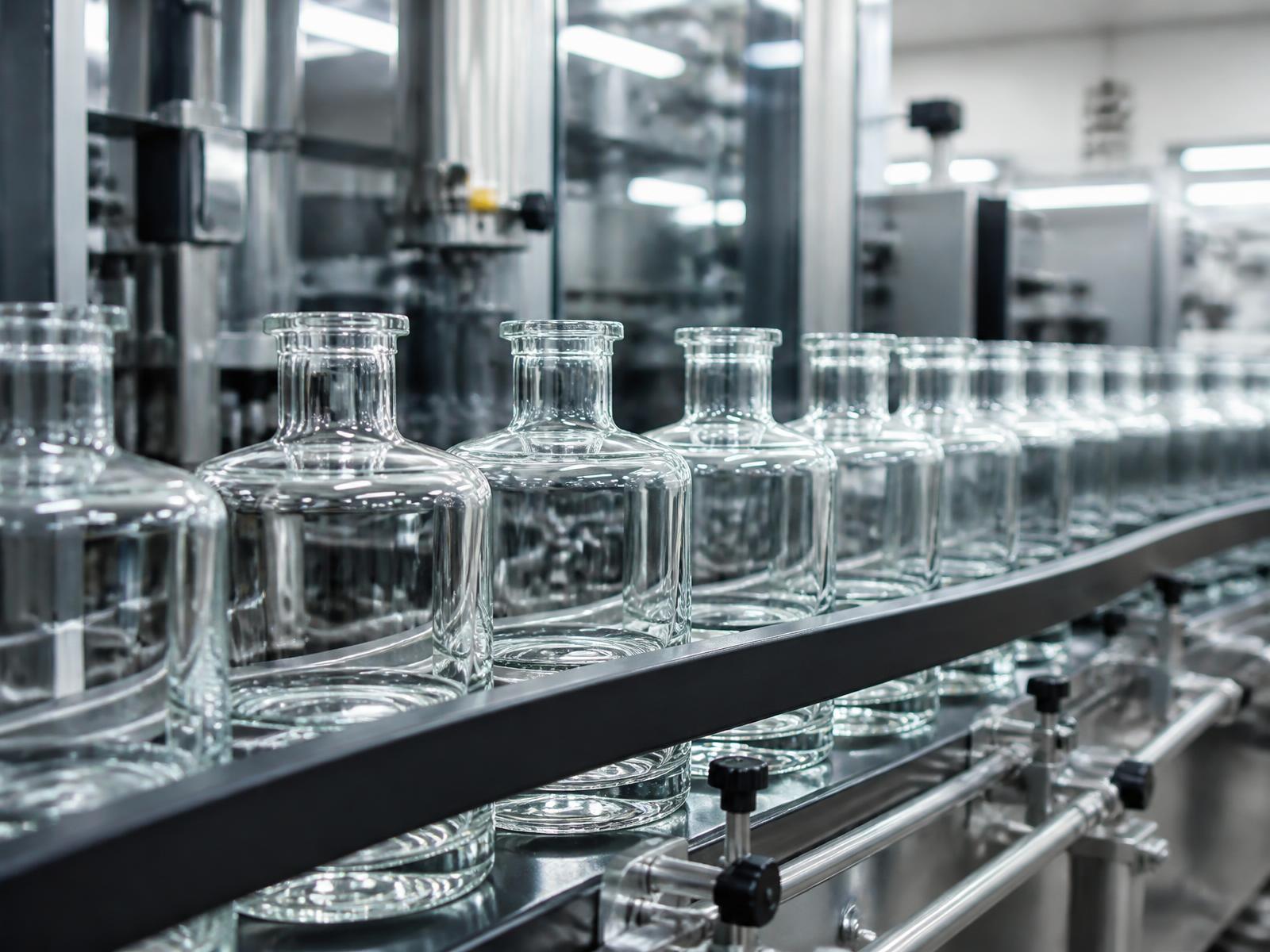 Glass containers moving along an Anchor Glass production line